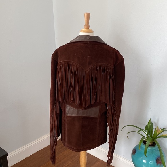 Vintage Lethar Suede Fringe Hippie Kantex Leather Jacket Size 40R - Picture 5 of 13